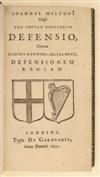 MILTON, JOHN. Pro populo Anglicano defensio, contra Claudii Anonymi, aliàs Salmasii, defensionem regiam. 1651